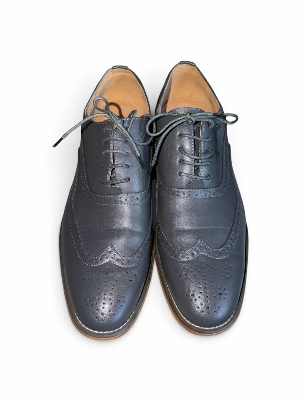 Amali Men's Gray Leather Wingtip Oxfords Size 13M Dapper Preppy Workwear Classic